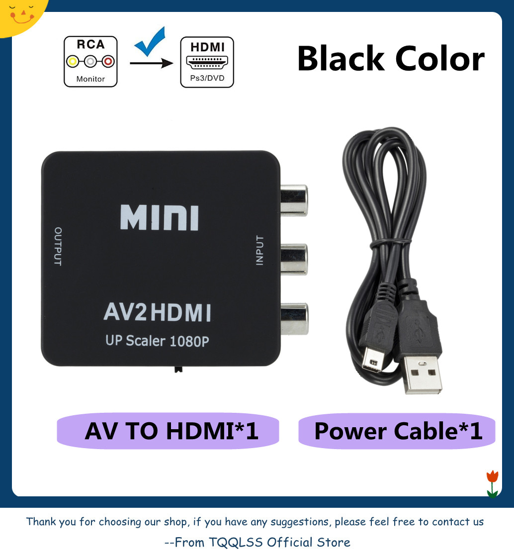 Hdmi-Comaptible Naar Av Converter Av/Cvsb L/R Video Box Hd 1080P AV2HDMI Ondersteuning Ntsc pal Output HDMI2VGA VGA2HDMI Converter Box: AV TO HDMI Black