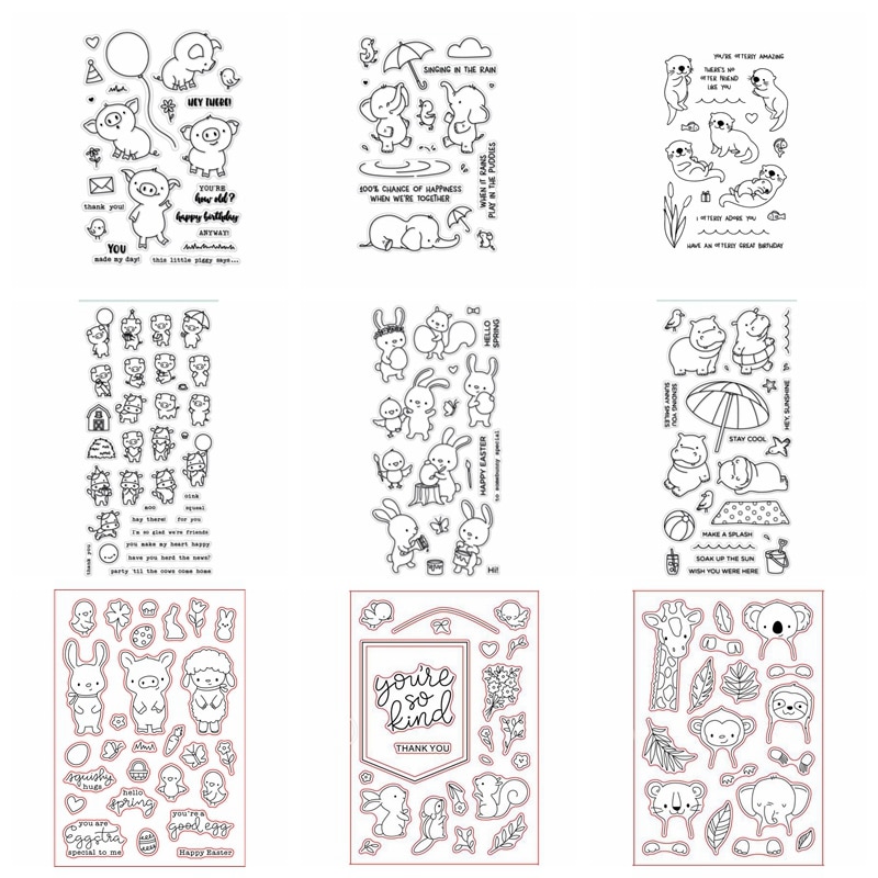 Litet djur piggy sjölejon gör självklart siikon stämpelkort att göra hantverk dekor scrapbooking mall stencil dies