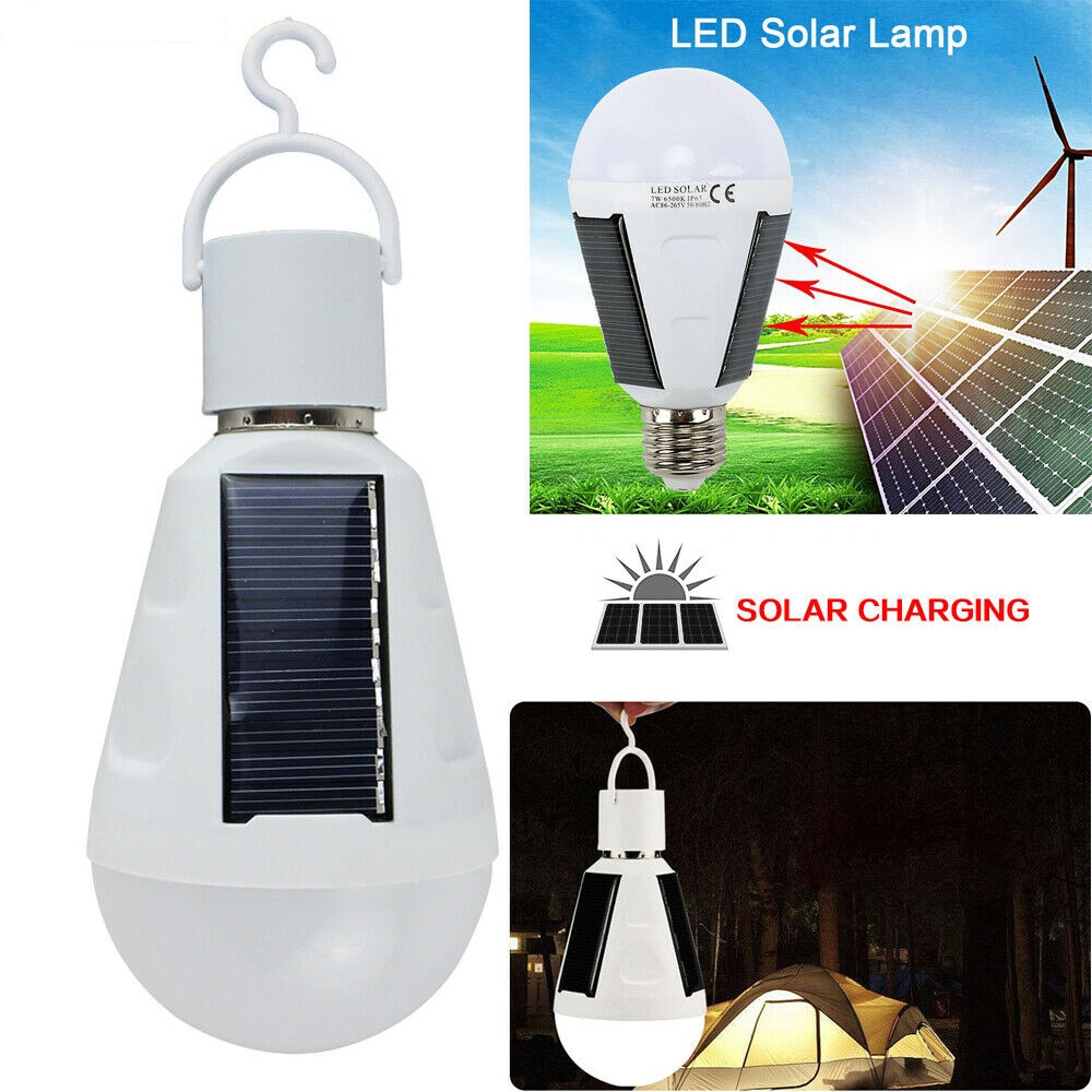 7W E27 Solar Lamp Powered Outdoor Draagbare Led Lamp Licht Solar Led Verlichting Met Haak Kamp Tent Nacht Vissen licht