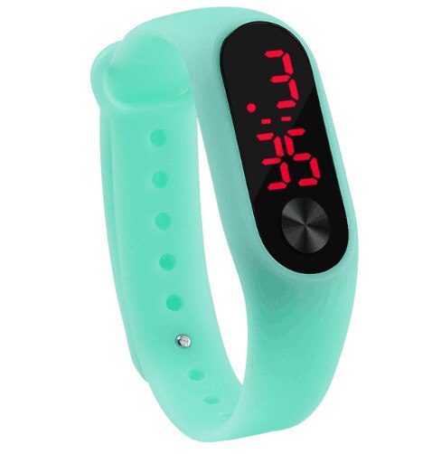 Heren Digitale Horloge Running Horloge Hand Ring Led Mode Sport Elektronische Horloge Siliconen Band Horloge Unisex Digitale Horloge: Mint Green