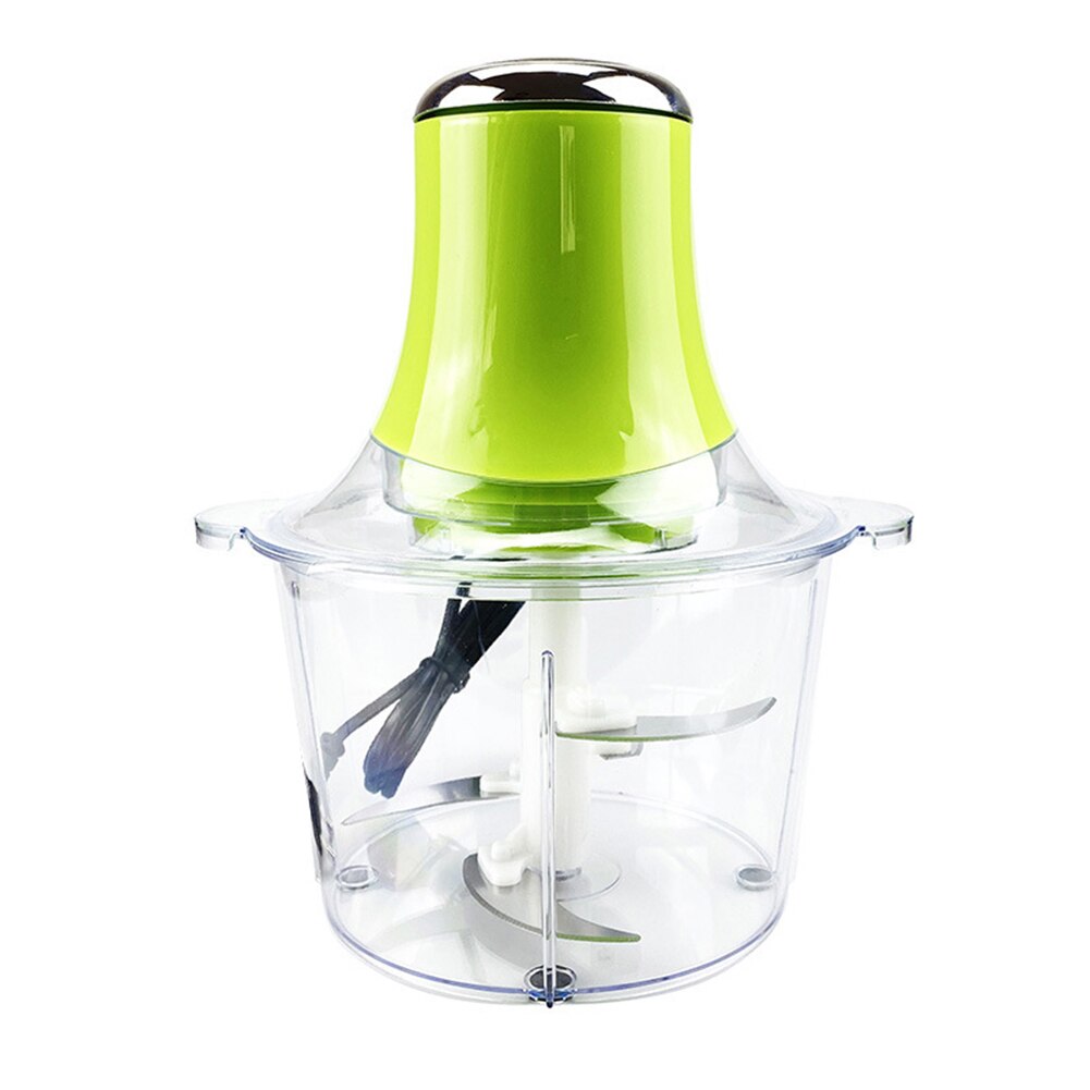 2L Electric Kitchen Chopper Multi-function Food Processor Stainless Steel Blade Fruit Vegetable Blender Mincer US/EU: green