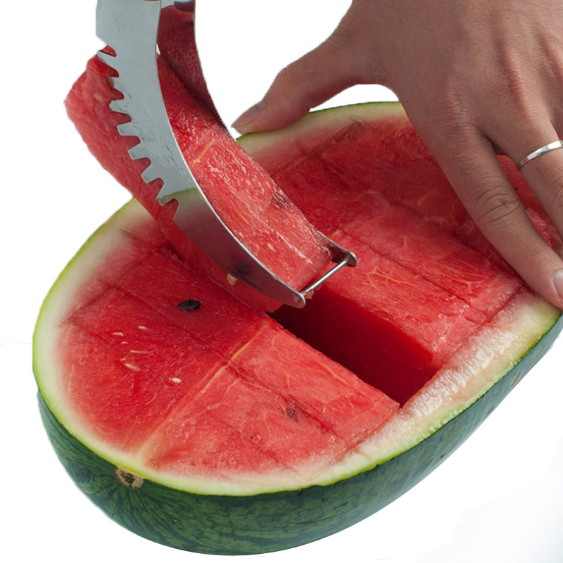 Rvs Watermeloen Slicer Cutter Mes Corer Fruit Draagbare Snijder Tang Meloen Watermeloen Cubes Keuken Accessoires