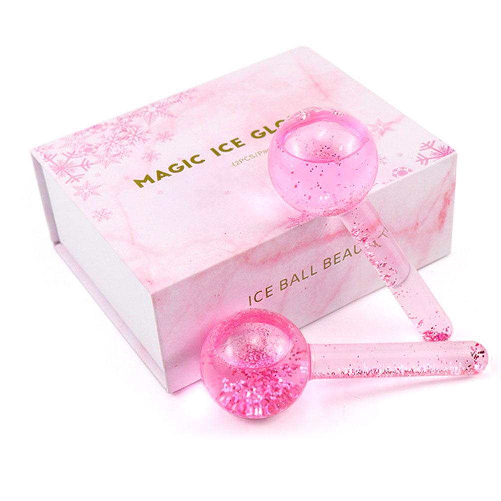 Pink Crystal Ice Ball Ice Therapy Massage Glass Beauty Ball