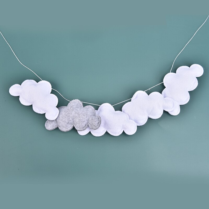 Guirnalda de nube de fieltro INS para colgar en la pared, adornos nórdicos para cama de bebé, decoración para habitación de niños, foto de decoración, utilería para: Gray