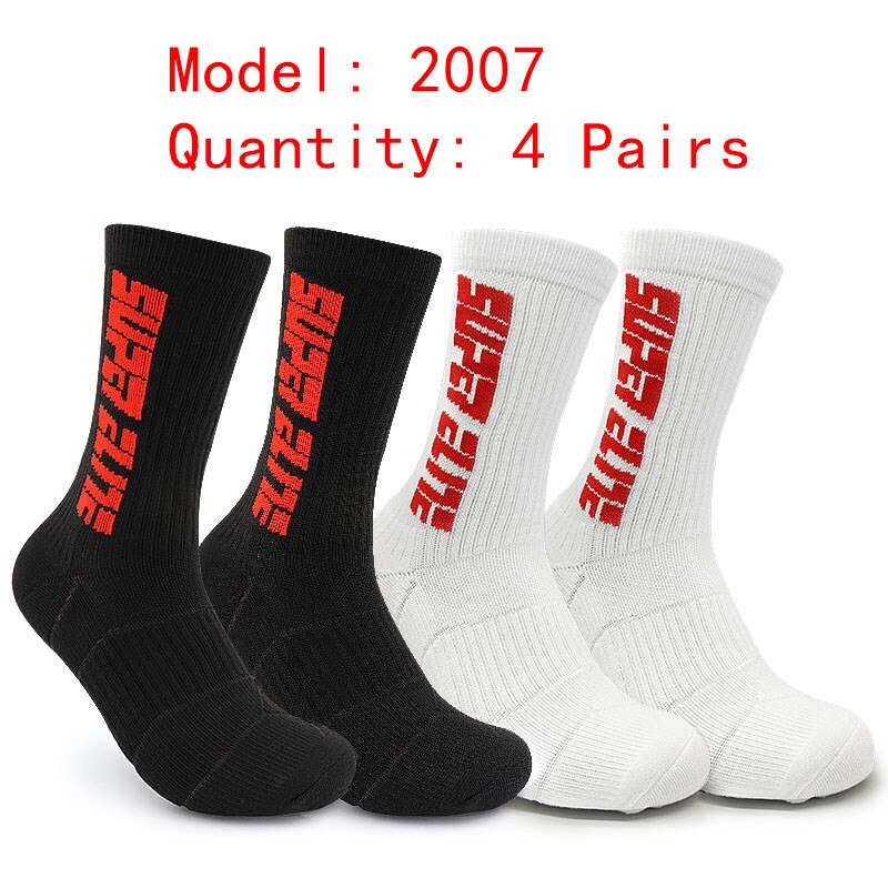 4 Pairs Sports Socks Crazy Letter Men Basketball Cycling Running Hiking Navy Sock Set With Terry Shock Absorption Walking Sock: 5
