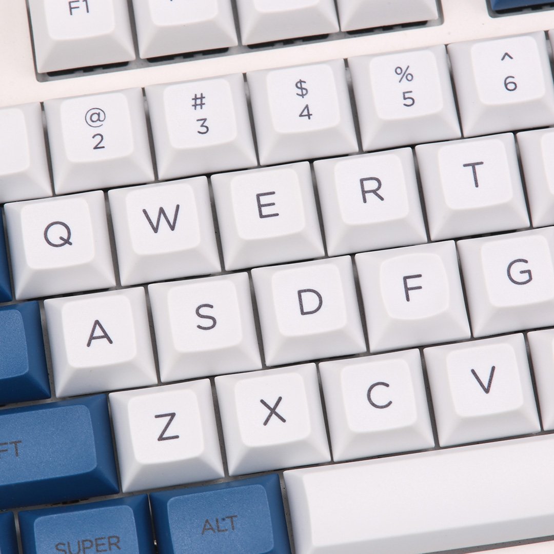 Kbdfans dsa pbt blå og hvide keycaps sæt 145 nøgler