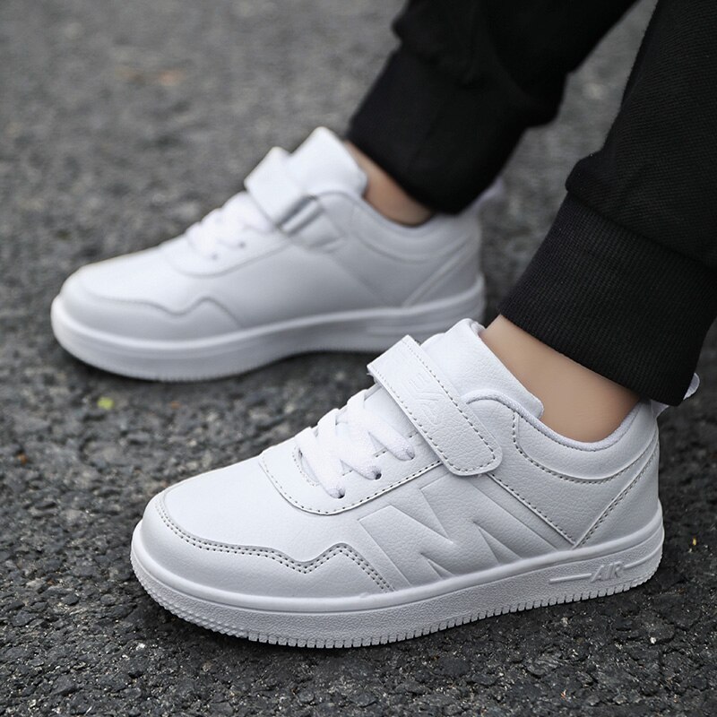 Afslappet børnesko vandtætte sneakers børn hvide sko flade skridsikre pigesko klassiske børneløbesko