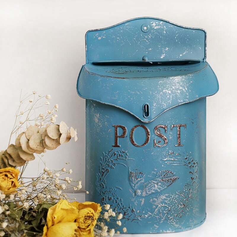 Buzón de hierro Retro, caja de sujección sellada, buzón para periódicos, decoración de jardín de boda, buzón de correos para el hogar