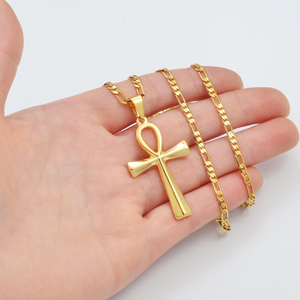 Anniyo Große Größe Alte Ägypten Symbol Ankh Anhänger Halsketten Charme Null Schlüssel Afrikanische Amulett Schmuck für Männer Frauen #200109