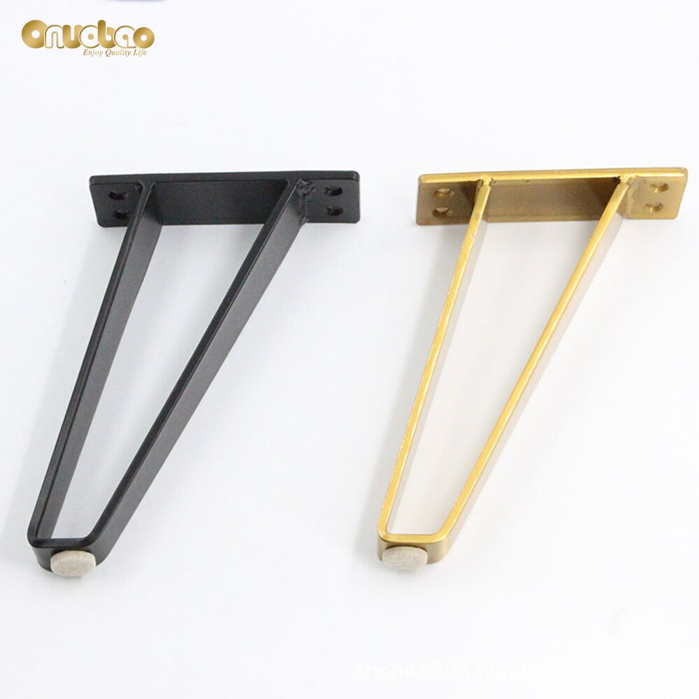 Onuobao 2PCS V Shaped Carbon Steel Furniture Legs Nordic Style Light Luxury Metal Bathroom Sofa Cabinet Table Bed Leg