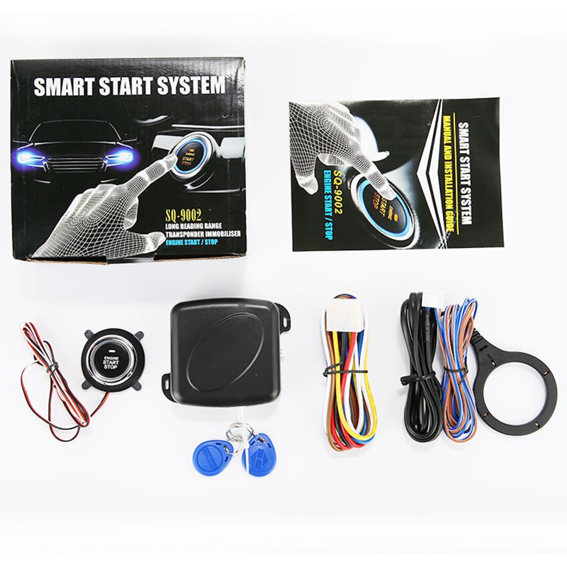 Smart RFID Car Alarm System Push Engine Start Stop Button Lock Ignition Immobilizer with Remote Keyless Go Entry System 12V