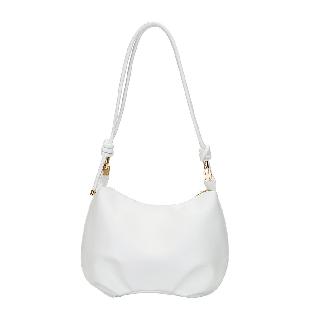 Frauen tasche PU leder Plissee wolke handtasche schulter unterarm tasche kette frauen tasche Crossbody schulter tasche Geldbörse: weiß