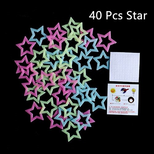 Stickers Glow in The Dark Luminous Moon Stars Wall Stickers Realistic Galaxy Glowing Stickers for Room Decoration: 40Pcs star