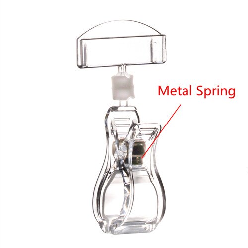Klar pop plast skilt papir kort display pris label tag skilte clips holdere i supermarked forhandler 20 stk: C006 plastfjedre