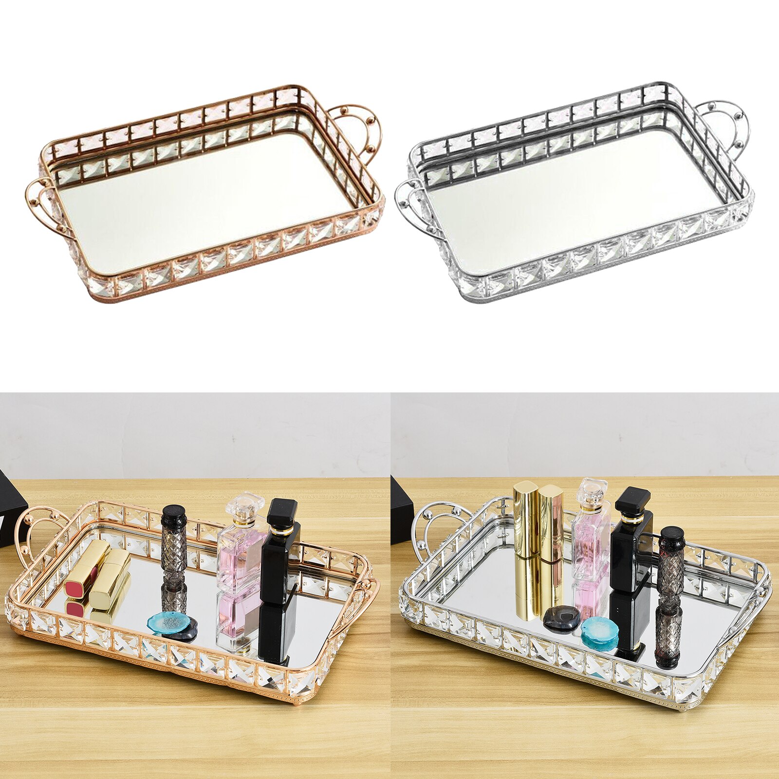 1pc miroir Vanity maquillage parfum plateau salle de bain chambre plateau décoratif