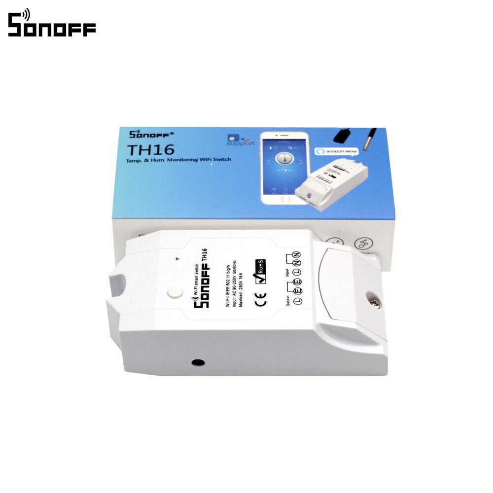 Sonoff TH16 Smart Switch Monitoring Temperatuur Vochtigheid Wifi Smart Switch Domotica Kit Werkt Met Alexa Google 16A 3500 W