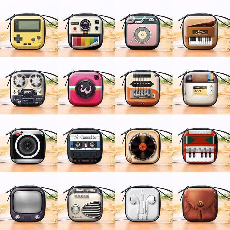 Retro Record Tape Pattern Tinplate Coin Purse Key Case Headphone Bag Coin Purse Storage Box Earphone Pocket Arrivals