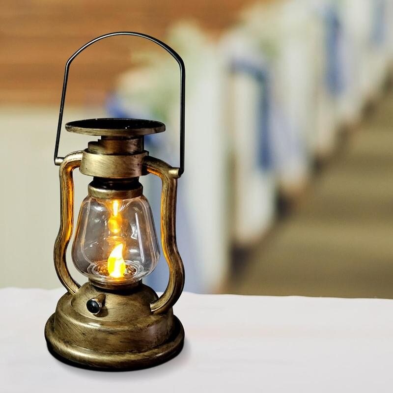 Solar Oplaadbare Retro Olie Lamp Lantaarn Buiten Tuin Led Kaars Muur Elektronische Nachtlampje Licht Thuis Vintage Decor Lights