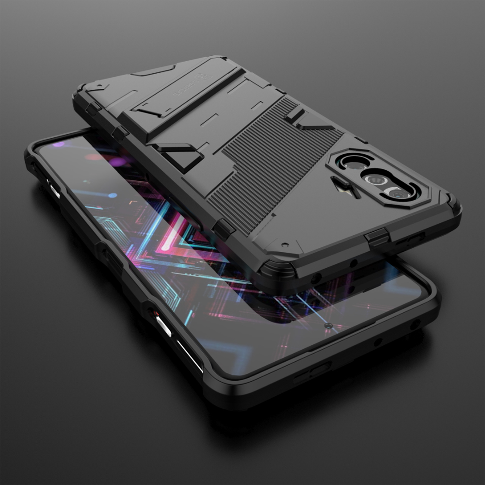 Armadura a prueba de golpes resistente TPU parachoques Fundas cubierta para Xiaomi Poco F3 GT Redmi K40 K 40 Gaming funda PC soporte Coque carcasa: Aluminio / Negro