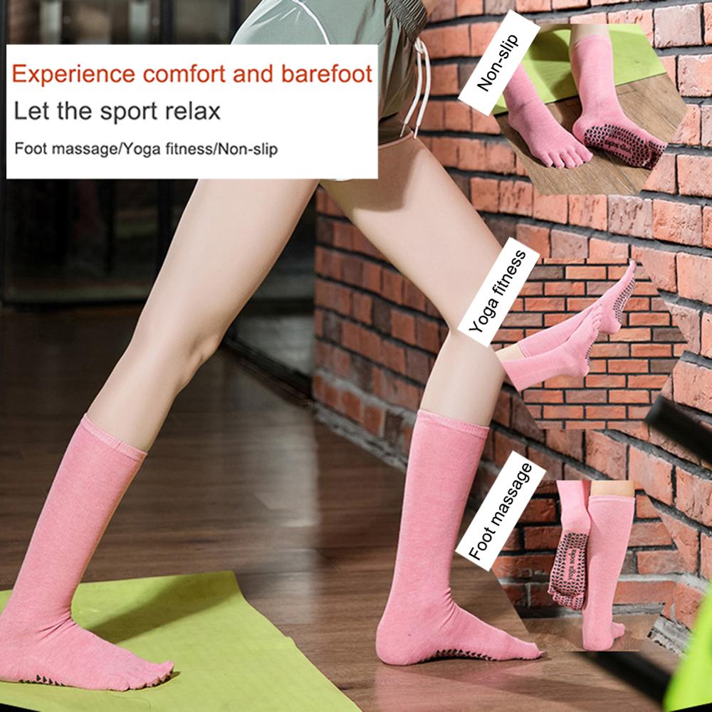 USHINE non-slip five toes yoga socks long tube dance socks fitness cotton sports stockings Pilates ballet socks man woman