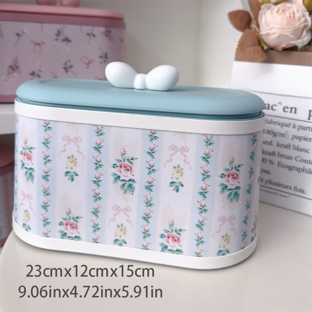 High-Rise Storage Bucket With Lid Home Dressing Table Desktop Storage Bucket Office Desk Press-type Printed Cute Storage Box: Black