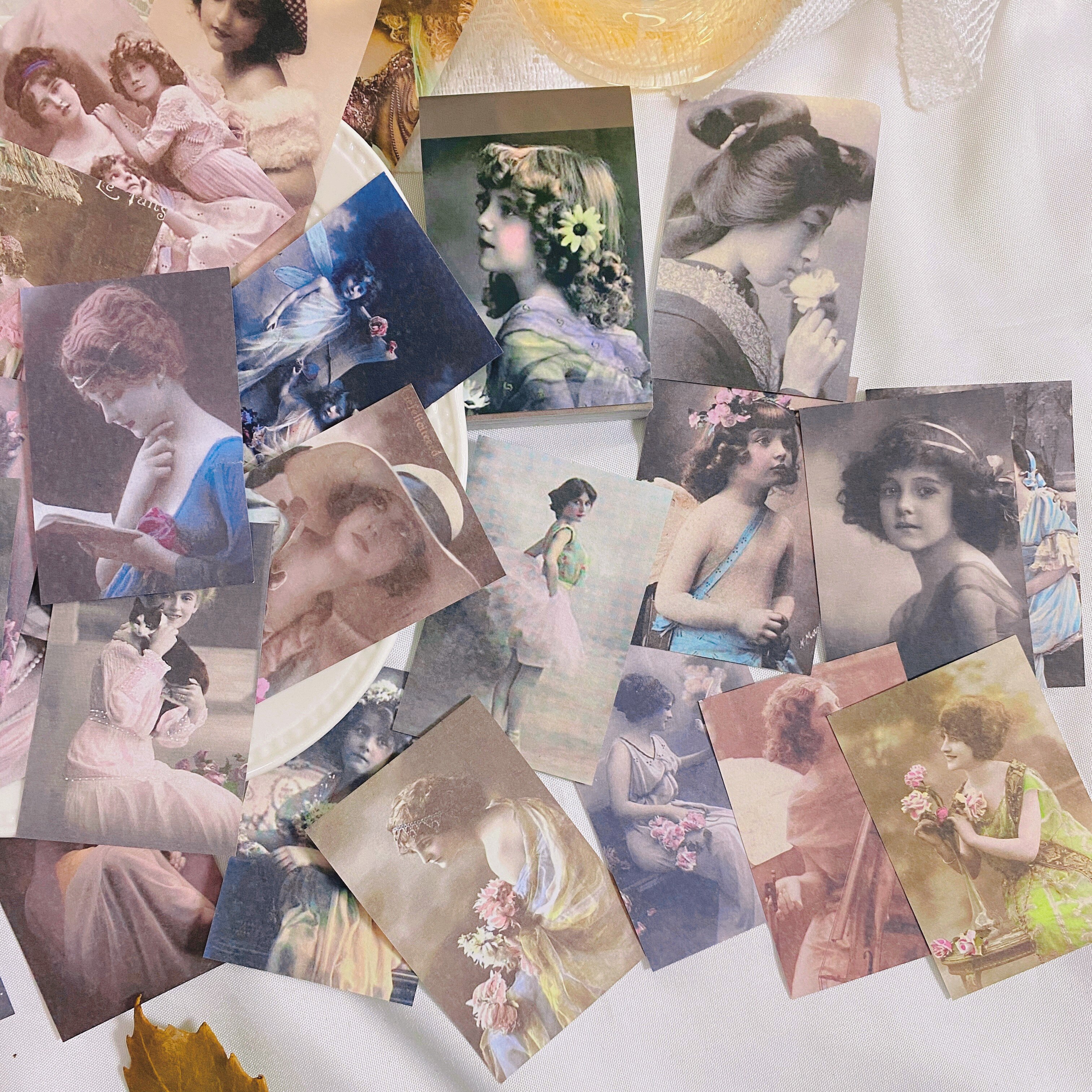 100 stk vintage sød pige gammelt fotomateriale diy scrapbog base collage tag. dagbogsdekorationsmateriale papir