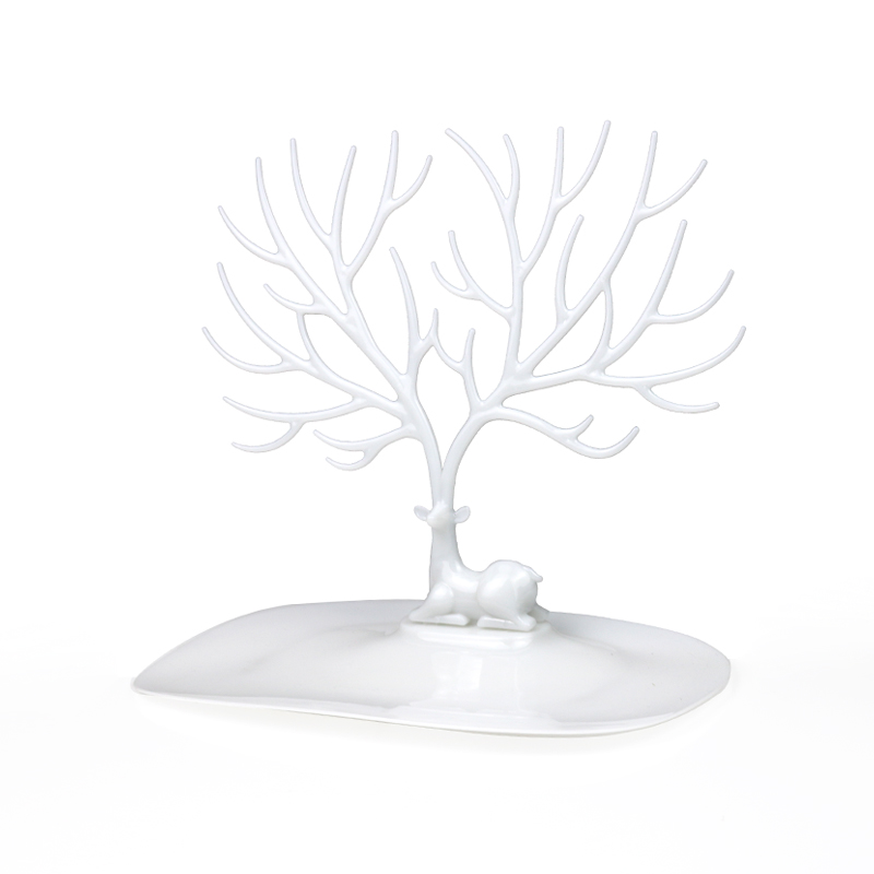 Herten Oorbellen Ketting Ring Hanger Armband Sieraden Display Stand Tray Boom Opslag Rekken Organizer Sieraden Plank Houder: small white