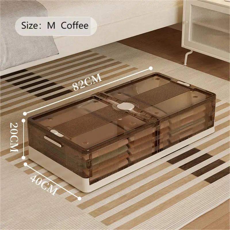 Opvouwbare Plastic Opbergdoos Met Wielen Onder Bed-Grote Capaciteit Slaapkamerkleding En Speelgoed Organizer: Light Grey