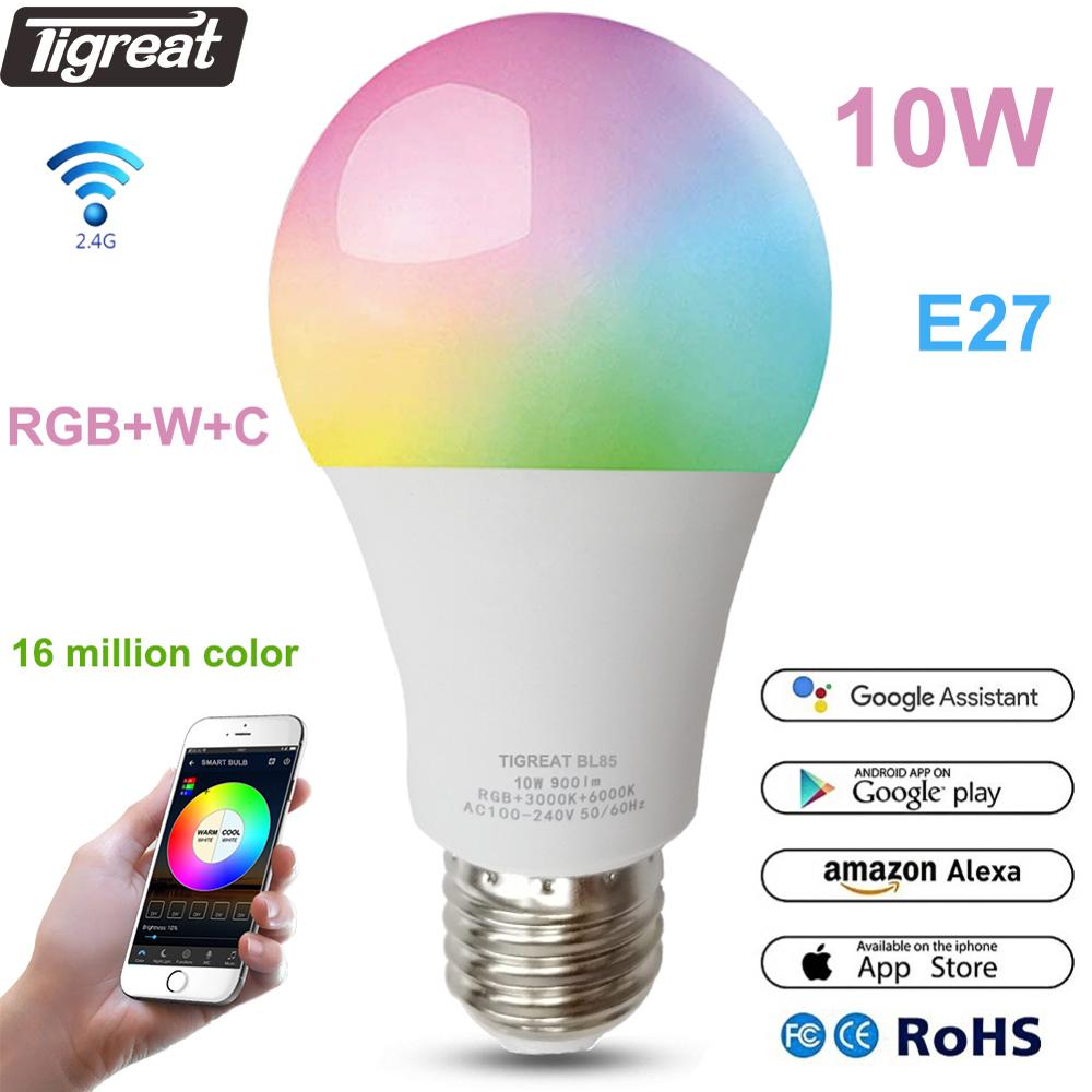 Clever WiFi Glühbirne 10W RGB + W + C Clever Glühbirne Lampe Tuya Fernbedienung Clever leben kompatibel mit Alexa Google Assistent