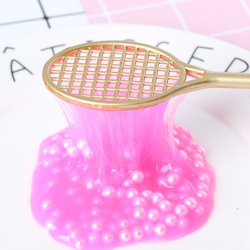 Raqueta de Bádminton de PVC para niños, masilla flotante, teclado de crema, modelo de herramientas para arcilla DIY, forma de limo esponjoso, Kit de tierra blandiblú transparente