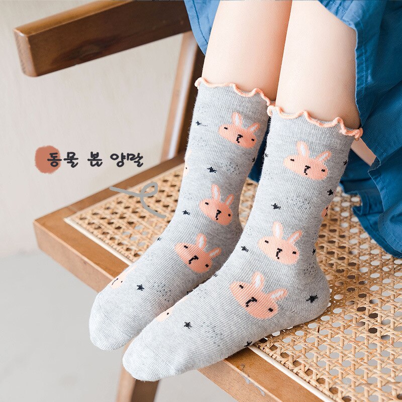 6 Paare/los freundlicher Mädchen Socken Baumwolle Niedliche Karikatur-Ebene Knie Hohe Socken für Jungen Kleinkind Boden Socken freundlicher Socken 1-8 jahre