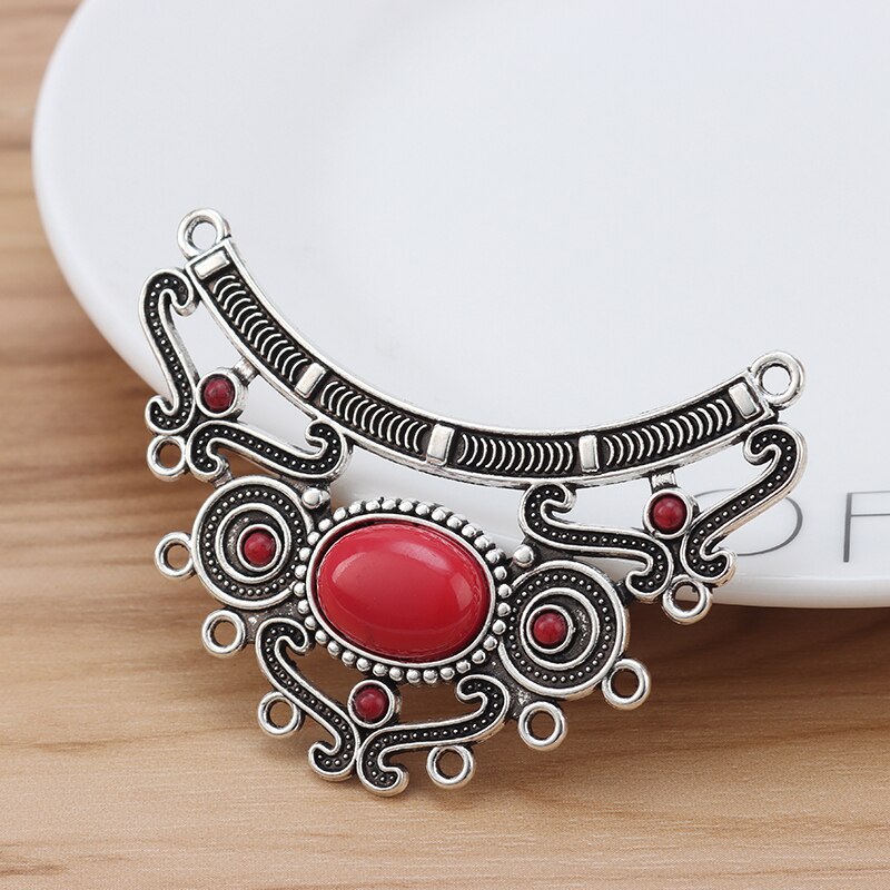 Lustre grande e boho de 2 peças, pingentes para colar, confecção de joias: Red Turquoise