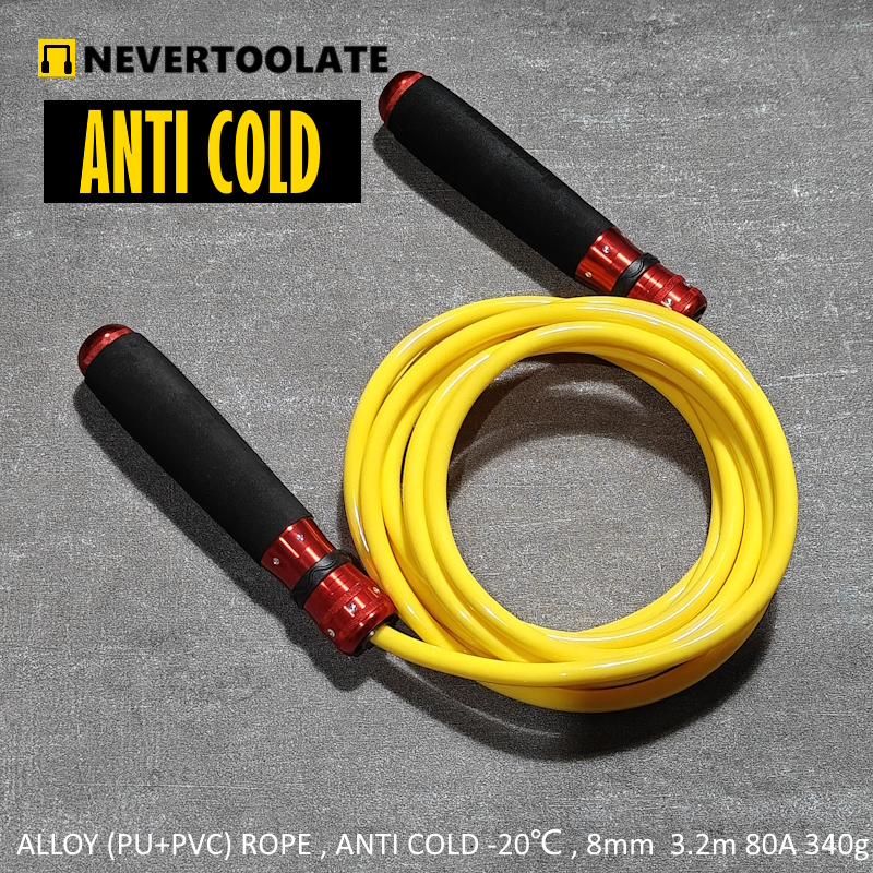 Corde à sauter lourde en PVC de 8mm d'épaisseur, 340 grammes, super longue, 3.2 mètres pour personnes hautes, poignée avec roulement à billes, fitness HIIT: Violet