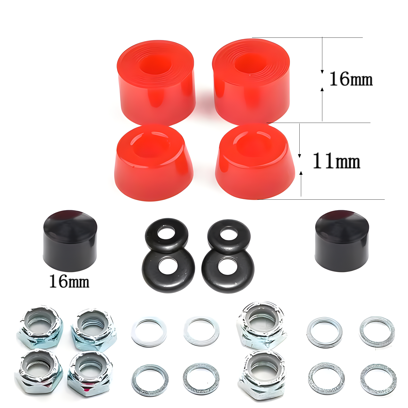 1 Set 90a Skateboard Truck Rebuild Kit Bushing Washers Pivot Cups Shock Absorber PU Pad Shock-absorbing Bowl Pad Cups Rubber: Yellow