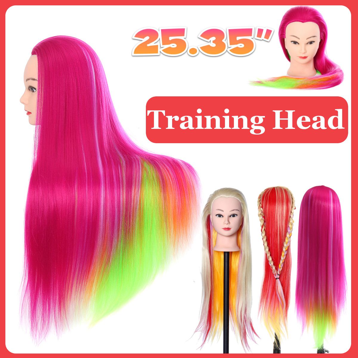 Colorful head dolls for hairdressers 65cm hair mannequin head hairstyles Female Mannequin Hairdressing Styling Training Head