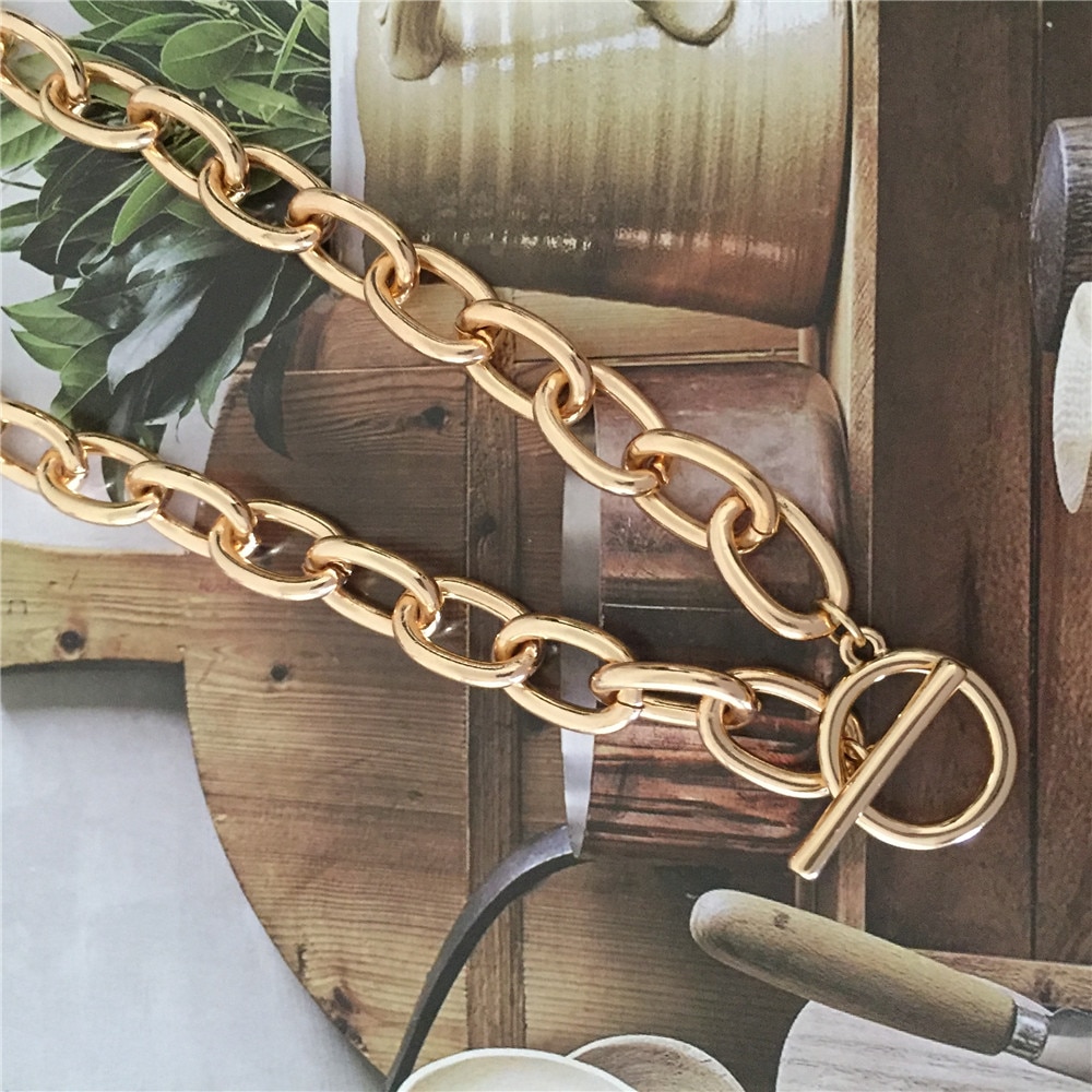 Kausalen Gold Farbe Überzug T bar O bar Keine Erweiterung Kette Choker Halskette Für Frauen Mädchen