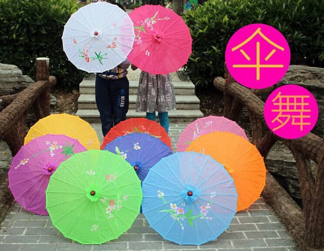 Paraguas de arte chino, sombrilla de seda con marco de bambú para boda, de cumpleaños, novia, dama de honor, de flores pintadas a mano, 1 piezas
