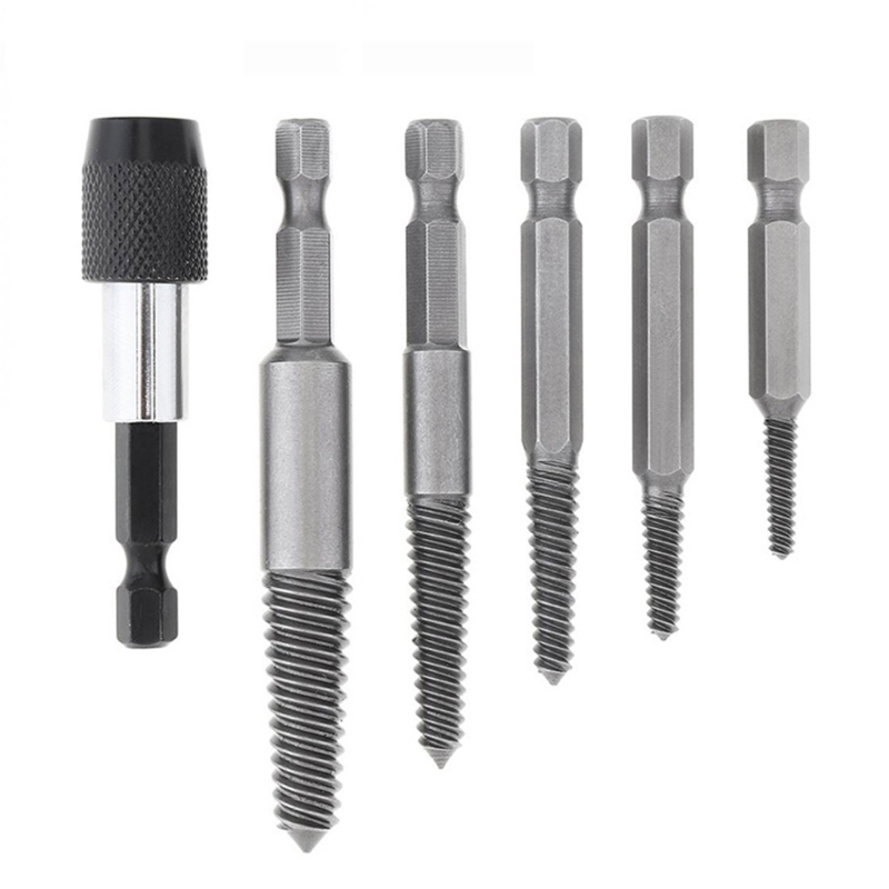 Damaged Screw Extractor Kit Peel off Set Hand Tool Gadget Men's Free Broken Bolt Peeled Screw Remover Quick Removal: 6PCS