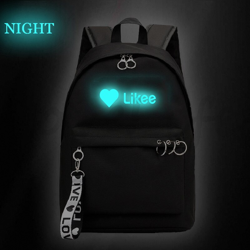 Likee live Luminous backpack Mochila Boys Girls Bookbags Children School Bags Teens back to school Black Pink Travel bags: 10