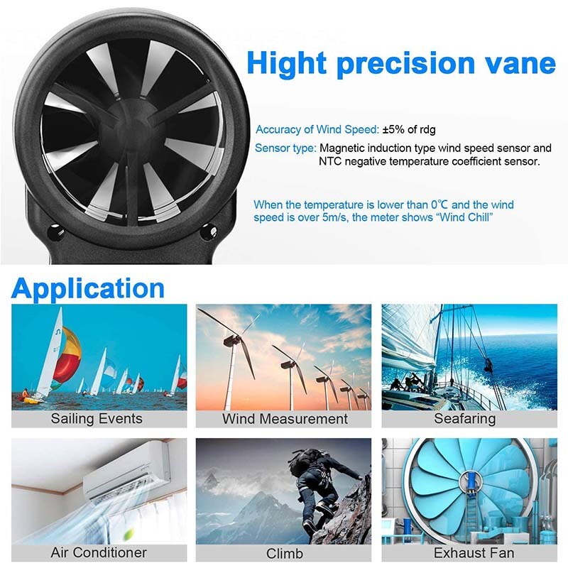 Holdpeak HP-866B-APP Anemometer & Met App Draadloze Bluetooth Auto Aansluiten Om Mobiele Telefoon Voor Meten En Opname Windsnelheid