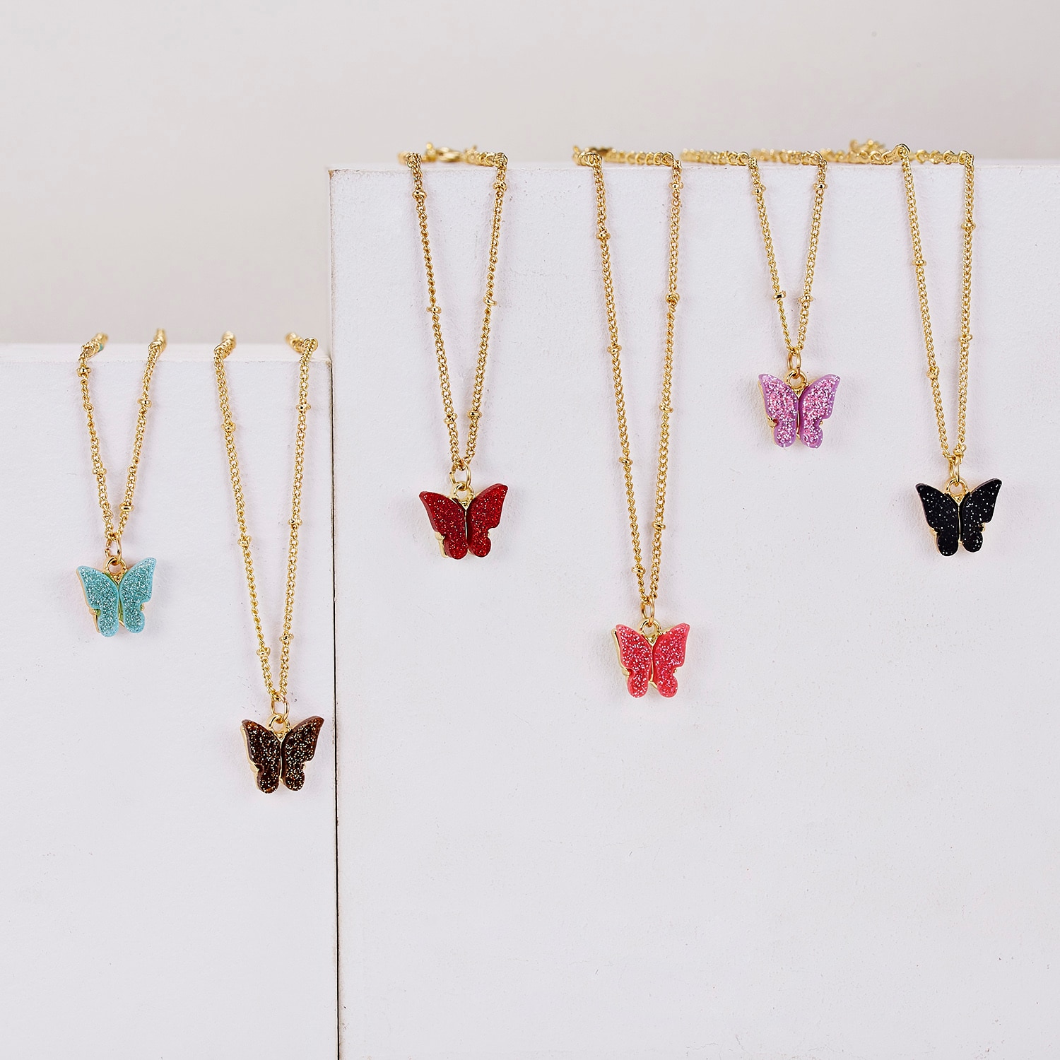 Cute Acrylic Butterfly Pendant Necklace for Women Party Statement Necklace Sweet Korean Necklace Jewelry