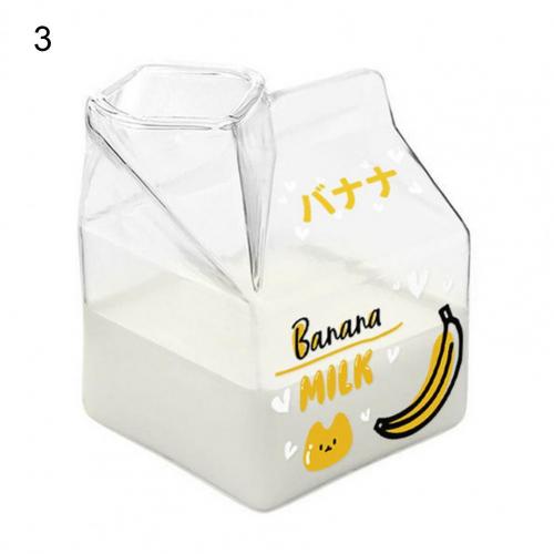 400ML Clear Glass Milk Box Water Bottle Reusable Juice Transparent Milk Cup Box Milk Drinking Glass Mug Water Cups Drinkware: 3