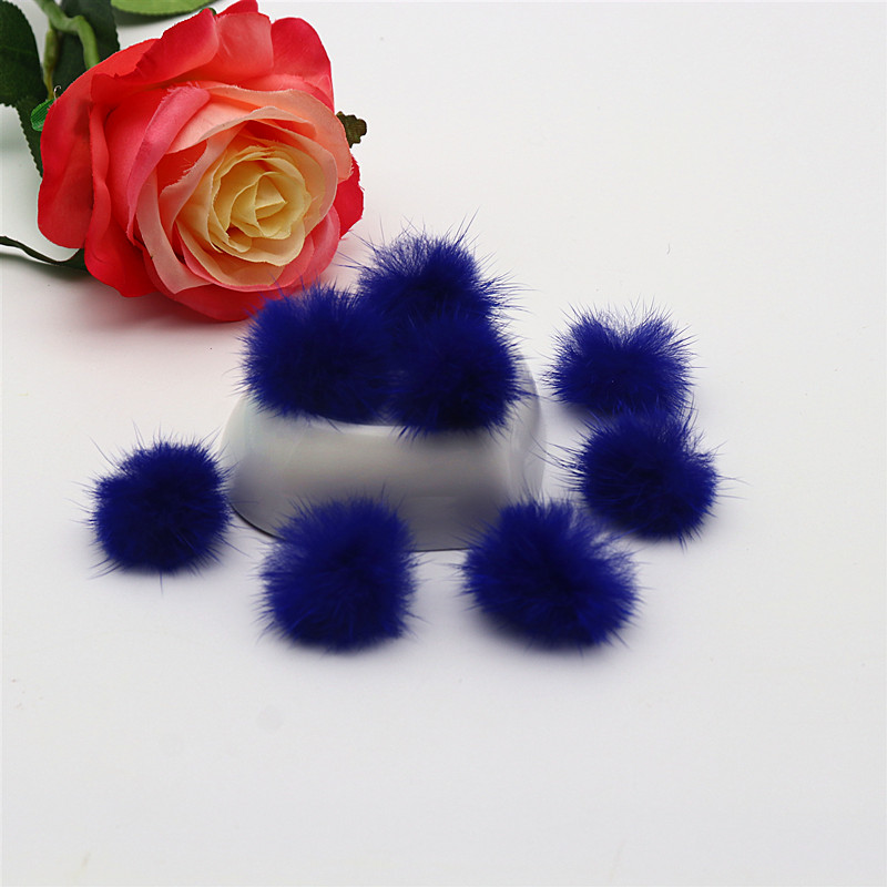Pompones de visón coloridos de 25Mm, esponjosos de 2,5 cm, pendientes de sombreros, Llavero artesanal, materiales de joyería hechos a mano, 10 Uds.: LIGHT BLUE