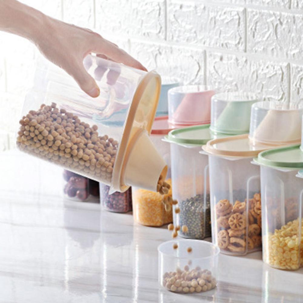Boîte de stockage de nourriture de PP ensemble de récipient clair en plastique avec verser des couvercles bouteilles de Grains pots de stockage de réservoir cuisine séchée 1.9L-2.5L D4E7
