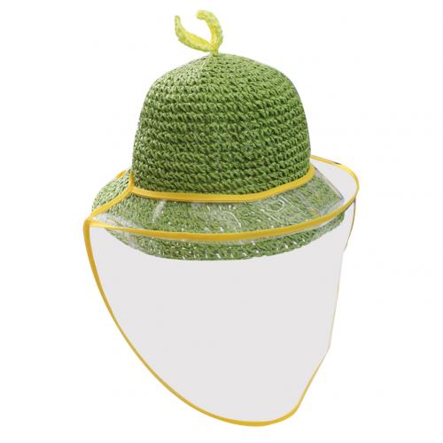 Multifunktion barn anti-spott anti-damm heltäckande sköld flätad hink hatt skyddslock resistent mot virus hatt mask: Grön