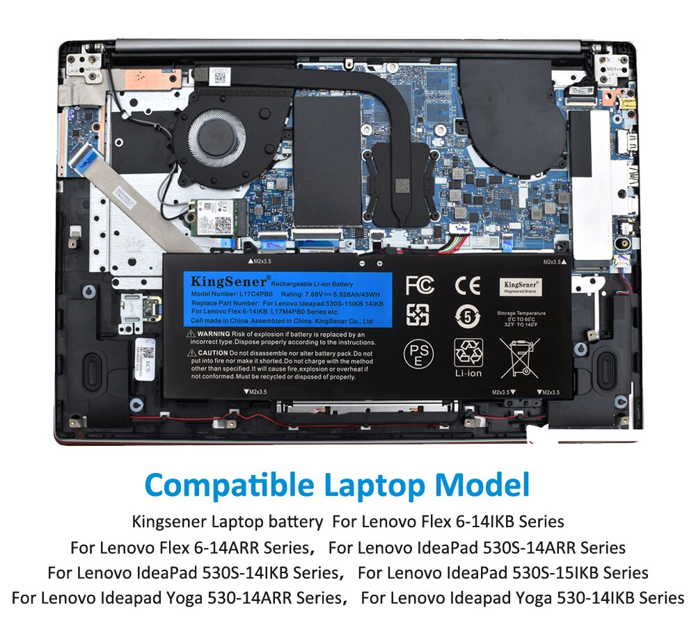 Kingsener L17C4PB0 Laptop Batterij Voor Lenovo Xiaoxin Air 14ARR 14Ikbr 15ARR 15Ikbr Ideapad 530s-14IKB 530s-15IKB L17M4PB0 45WH