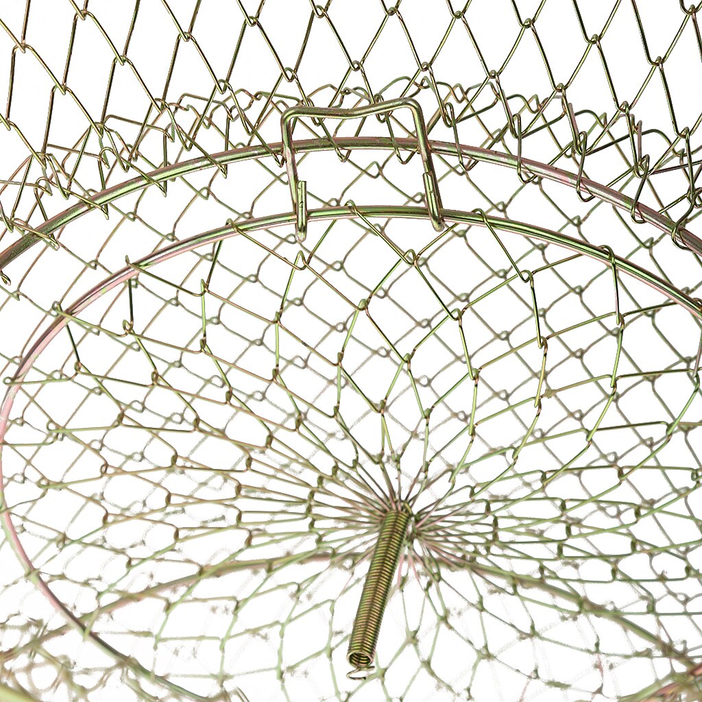 1pcs Fishing Net Round Steel Wire Basket Fish Lobster Prawn Cage Creel