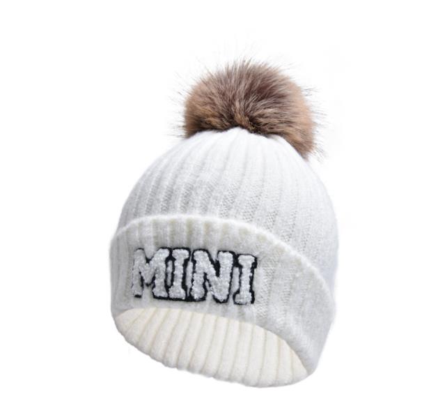 Alphabet Hat Parent Child Cap Hairball Wool Hat Outdoor Warm Knit Kid Baby Beanies Cute Daughter Mother Son Boy Girl: Lavender