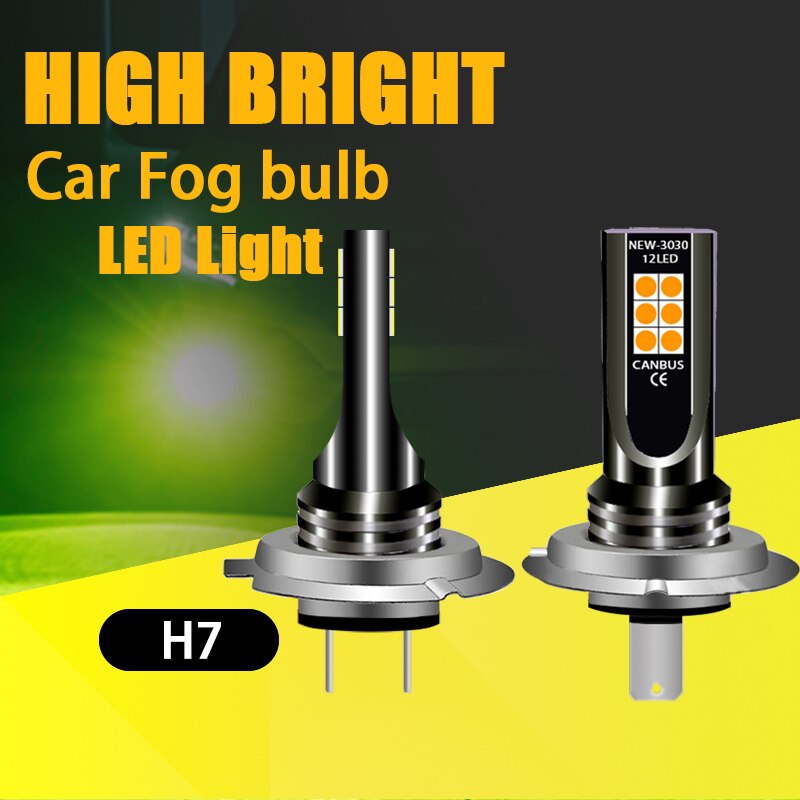 Bombilla Led de luz rosa para coche H7, faro delantero de iluminación antiniebla de alto brillo, fuente de estacionamiento automático, 6000K, color verde limón, 1 Uds.