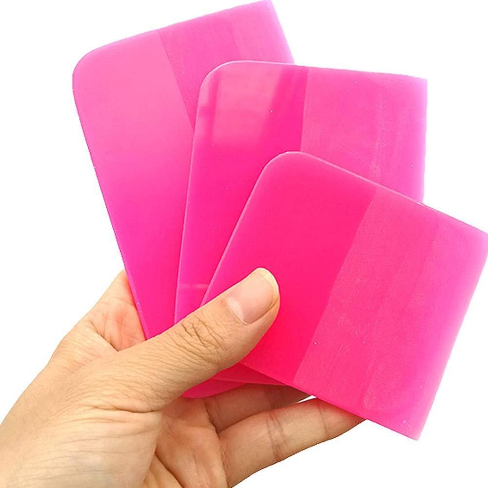 6.5/10/12x7.5cm Pink Scraper Soft Rubber Car Window Squeegee Tint Tools Glass Water Wiper Vinyl Wrap Blade for Auto Home Office